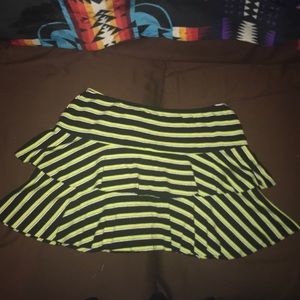 Candies layered skater mini skirt lime black white